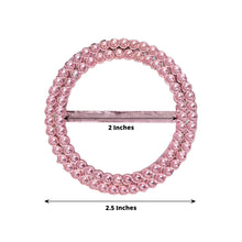 20 Pack Pink Diamond Circle Chair Sash Band Buckle Pin, Rhinestone Napkin Ring Brooch