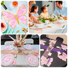 10 Pack Pink Gold Glitter Butterfly Cardboard Paper Placemats, 14inch Disposable Table Mats