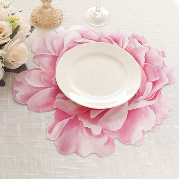 Pink Peony Flower Cardboard Paper Placemats - Add Elegance to Your Table
