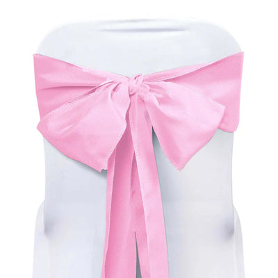 Pink satin chair sash bow for special events and decorations