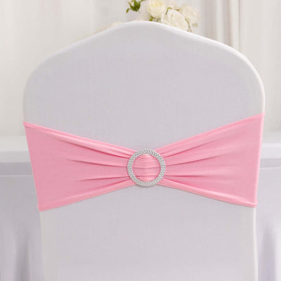 Pink chair cover sash with rhinestone buckle embellishment