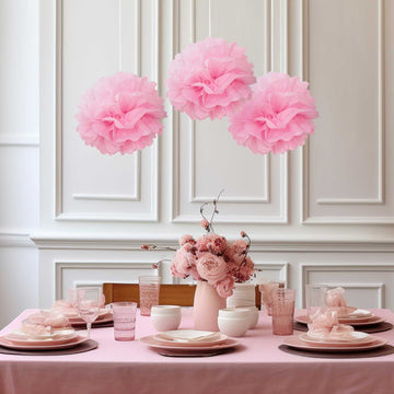 Create a Whimsical Atmosphere with Pink Tissue Paper Pom Poms