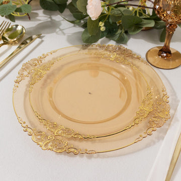 Vintage Transparent Amber Plastic Appetizer Dessert Plates