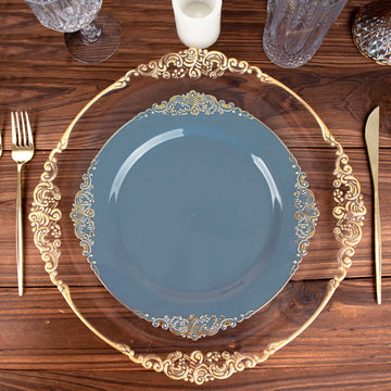 Enhance Your Table Settings with Vintage Dusty Blue Plastic Dinner Plates