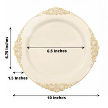 10 Pack | 10inch Round Plastic Dinner Plates in Vintage Ivory