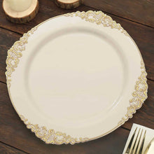10 Pack | 10inch Round Plastic Dinner Plates in Vintage Ivory