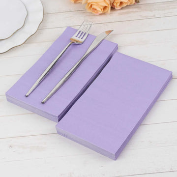 50 Pack 2 Ply Soft Lavender Lilac Dinner Paper Napkins, Disposable Wedding Reception Party Napkins