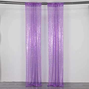 Captivating Purple Sequin Photo Backdrop Curtains