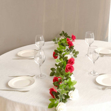 <strong>Red Ivory Artificial Silk Rose Flower Garland</strong>