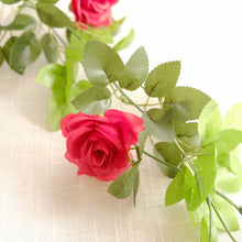 2 Pack Red Ivory Artificial Silk Rose Vines Hanging Flower Garland with 26 Flower Heads