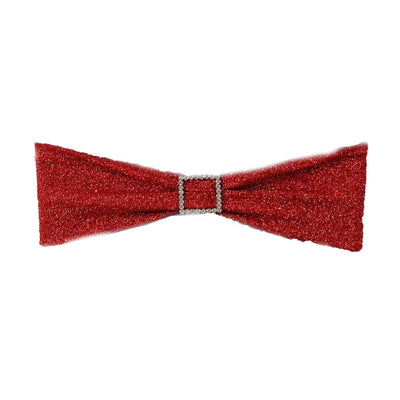 Red glitter bow tie with jeweled buckle detail