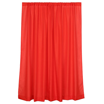 2 Pack Red Polyester Drapery Panels With Rod Pockets, Photography Backdrop Curtains, 130 GSM 10ftx8ft