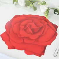 10 Pack Red Rose Flower Cardboard Paper Placemats, 14" Disposable Floral Table Mats - 400GSM