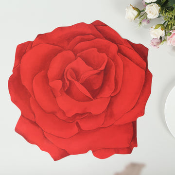 Vibrant Red Rose Flower Table Mats