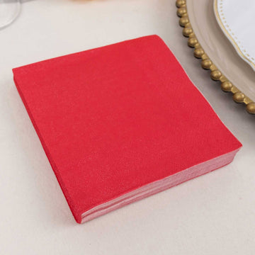 Convenient and Stylish Red Paper Beverage Napkins