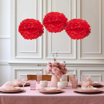Create an Exquisite Atmosphere with Red Tissue Paper Pom Poms