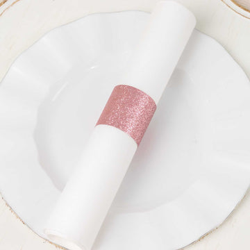 Add a Touch of Elegance to Your Table with Rose Gold Glitter Paper Napkin Rings