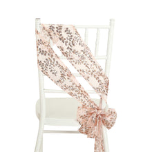 5 Pack Rose Gold Leaf Vine Embroidered Sequin Tulle Chair Sashes