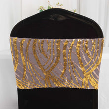 5 Pack Rose Gold / Gold Wave Chair Sash Bands With Embroidered Sequins