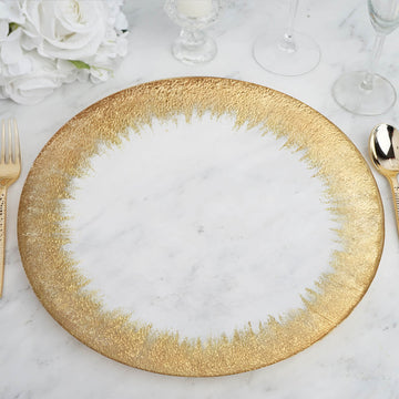 Add Elegance to Your Table with Round Gold Spray Rim Glass Charger Plates