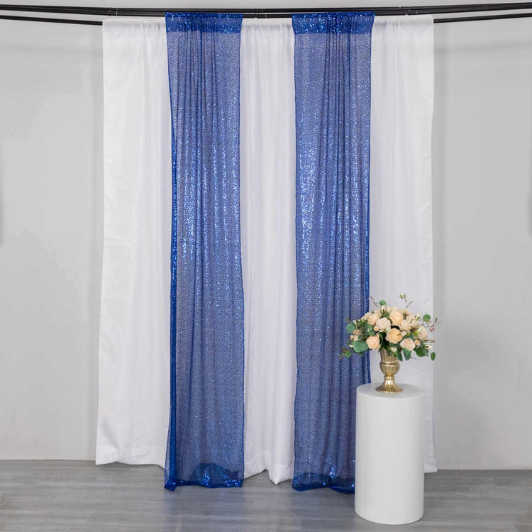 2 Pack Royal Blue Sequin Photo Backdrop Curtains with Rod Pockets