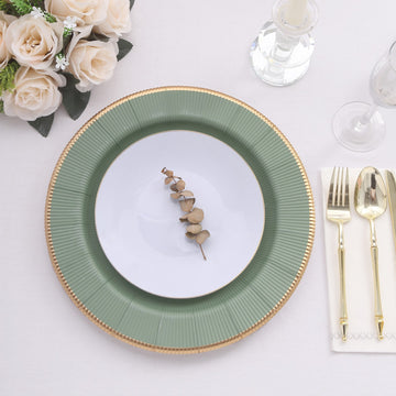 Stylish and Convenient Sage Green Sunray Charger Plates
