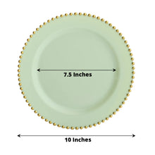 10 Pack Sage Green Plastic Dinner Plates with Gold Beaded Rim, Round Disposable Party Plates