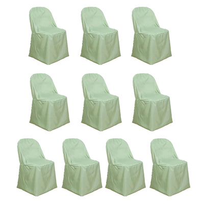 Set of 10 light green chair covers for events or dining