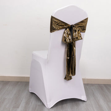 Elevate Your Event with Shiny Black Gold Foil Chair Sashes