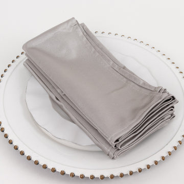 Elegant Dining with Shimmer Silver Scuba Cloth Napkins
