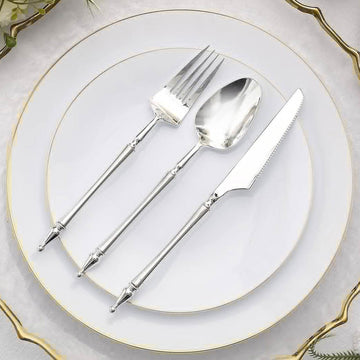 Add Elegance to Your Table with Silver European Style Plastic Utensil Set