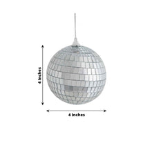 Silver Foam & Mirror Disco Ball with hanging lights & chandelier, measuring 4 inches