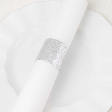Add Sparkle to Your Table with Silver Glitter Paper Napkin Rings