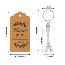 10 Pack Silver Plastic Paris Eiffel Tower Keychain Party Favor, Wedding Bridal Souvenirs