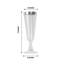 12 Pack Silver Rim Clear Plastic Champagne Glasses, Disposable Flutes