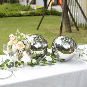 Elevate Your Garden Decor with the Silver Stainless Steel Gazing Globe Mirror Ball