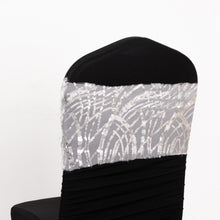 5 Pack Silver Wave Chair Sash Bands With Embroidered Sequins