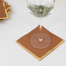 50 Pack Terracotta Paper Beverage Napkins with Gold Foil Edge