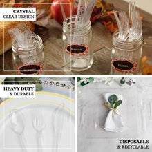 24 Pack Transparent Black Heavy Duty Plastic Silverware Set With Fan Flared Tip Handle Disposable