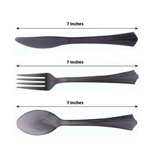 24 Pack Transparent Black Heavy Duty Plastic Silverware Set With Fan Flared Tip Handle