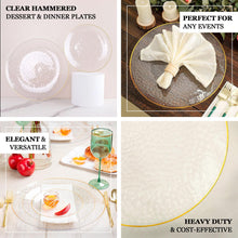 10 Pack Transparent Blush Hammered Plastic Charger Plates, Round Disposable Serving Plates With
