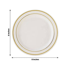 Pack Of 10 Ivory Plastic Dessert Plates With Tres Chic Gold Rim 8 Inch