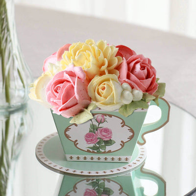 Decorative floral arrangement in a vintage teacup.