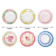 24 Pack Vintage Mixed Floral Dessert Salad Paper Bowls With Scalloped Edge