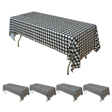 5 Pack White Black Buffalo Plaid Rectangle Plastic Tablecloths
