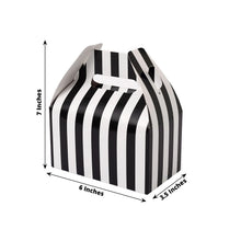 White And Black Striped 6 Inch X 3.5 Inch X 7 Inch Tote Gable Boxes 25 Pack