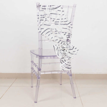 Invest in Quality and Style with White Black Wave Mesh Chair Sashes