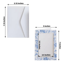 25 Pack White Blue Chinoiserie Floral Photo Frame Cards with Envelopes