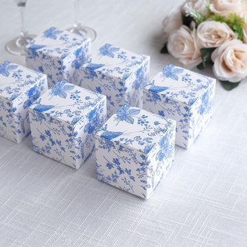 Create a Memorable Event with White Blue Chinoiserie Floral Print Gift Boxes