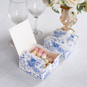 Create Unforgettable Events with White Blue Chinoiserie Floral Print Gift Boxes